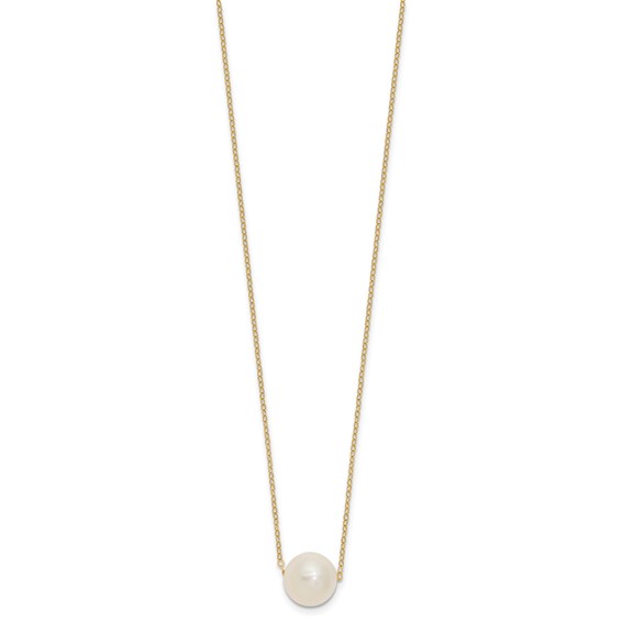 Gold Freshwater Cultured White Pearl Necklace
