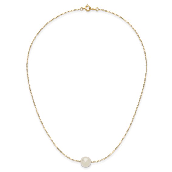 Gold Freshwater Cultured White Pearl Necklace