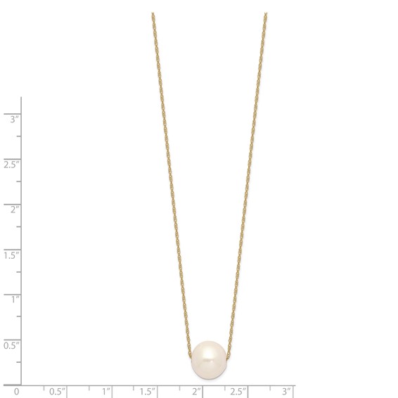 Gold Freshwater Cultured White Pearl Necklace