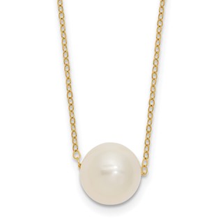 Gold Freshwater Cultured White Pearl Necklace