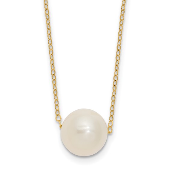 Gold Freshwater Cultured White Pearl Necklace