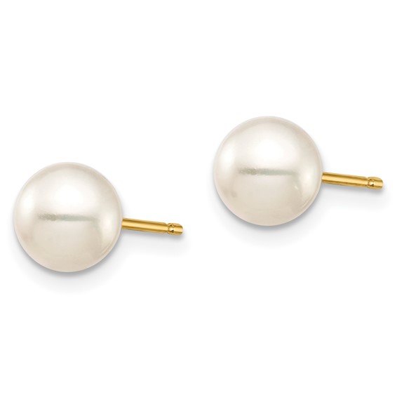 14k 6-7mm Black and White Round Freshwater Cultured Pearl 2 Pair Stud Post Earrings Set
