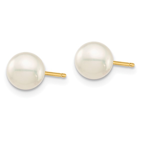 14k 6-6.5mm White/Grey/Black Round Freshwater Cultured Pearl 3 Pair Stud Post Earrings Set