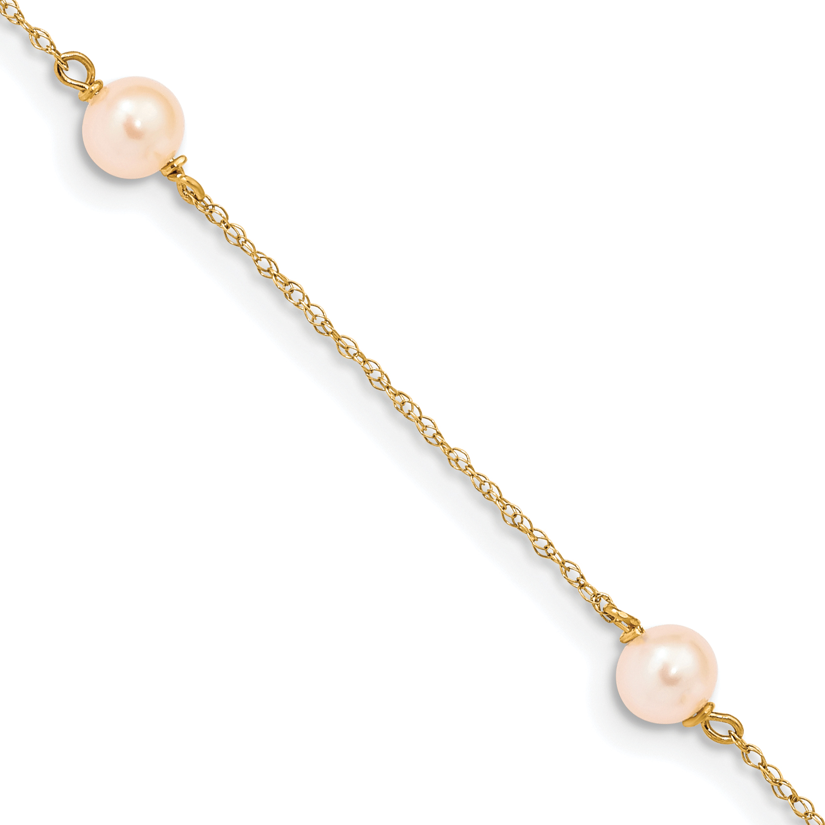 14k Madi K 5-6mm Pink Near-Round Freshwater Cultured Pearl 3-Station 6 inch Bracelet (XF727-6)