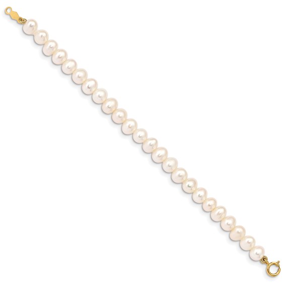14k Madi K 4-5mm White Egg Shape Freshwater Cultured Pearl 5 inch Bracelet