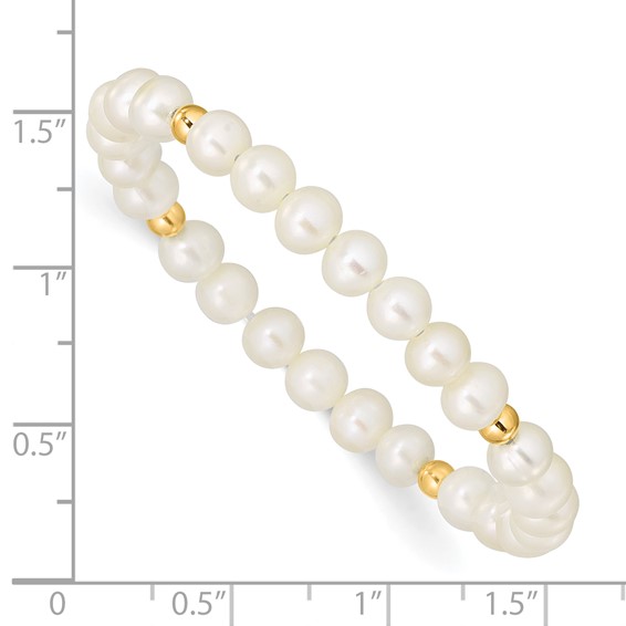 14k Madi K 4-5mm White Egg Shape Freshwater Pearl Beaded Stretch Bracelet