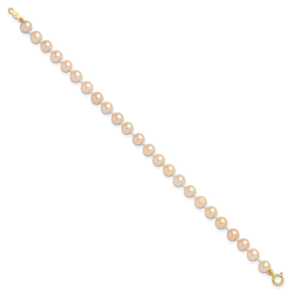 14k Madi K 4-5mm Pink Freshwater Cultured Pearl 5.5 inch Bracelet and Post Earrings Set (XF730SET)