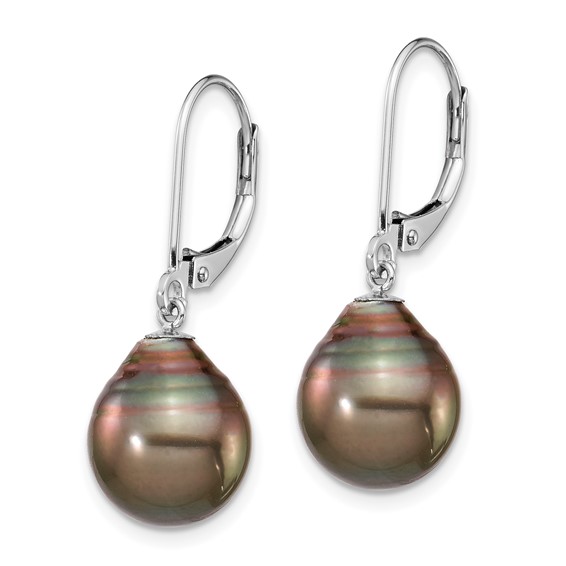 Gold Tahitian Pearl Leverback Earrings