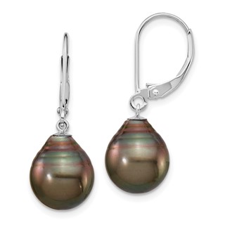 Gold Tahitian Pearl Leverback Earrings