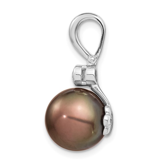 Gold Tahitian Saltwater Cultured Pearl with Diamond Pendant