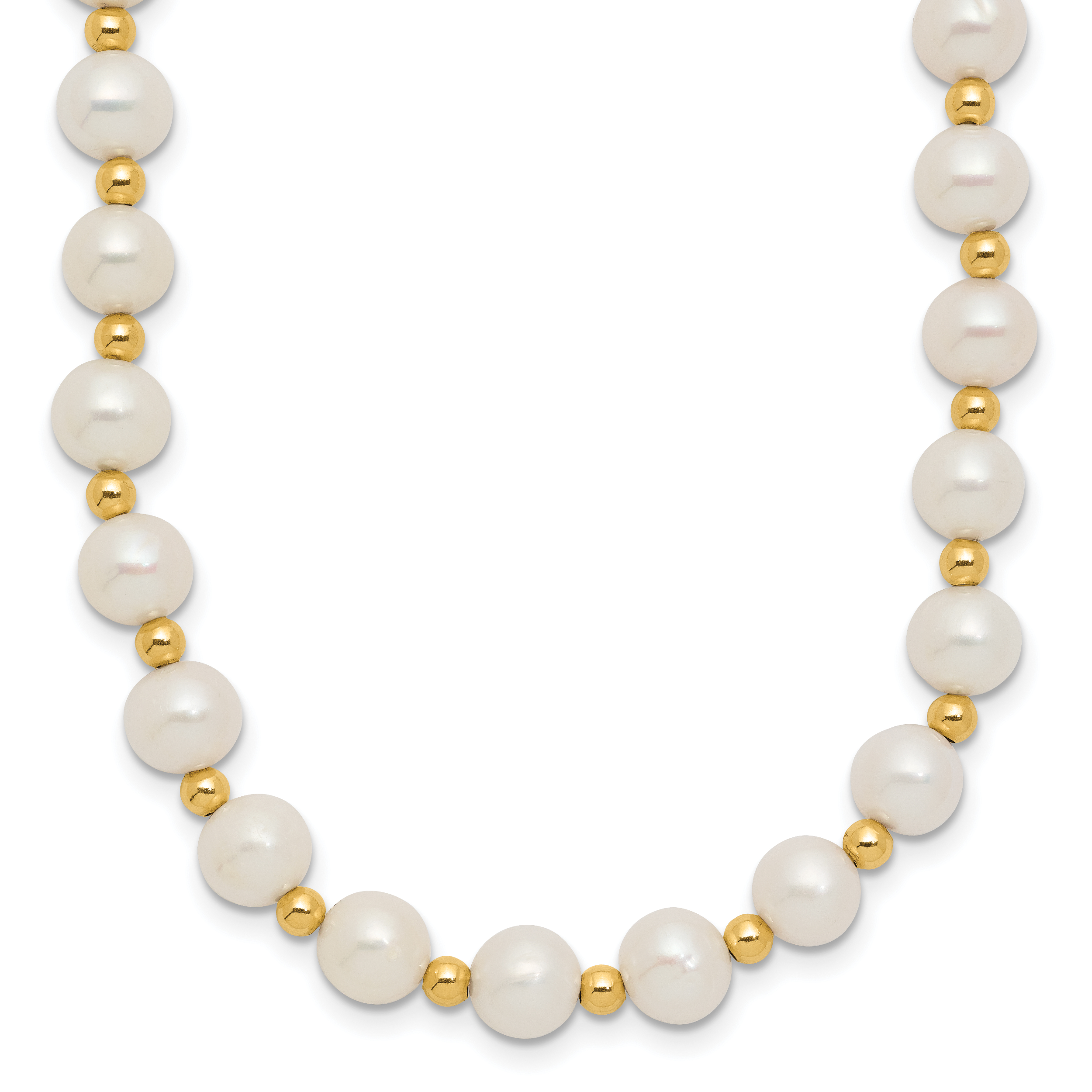 14k 6-7mm White Near-Round Freshwater Cultured Pearl Beaded 18 inch Necklace (XF740-18)