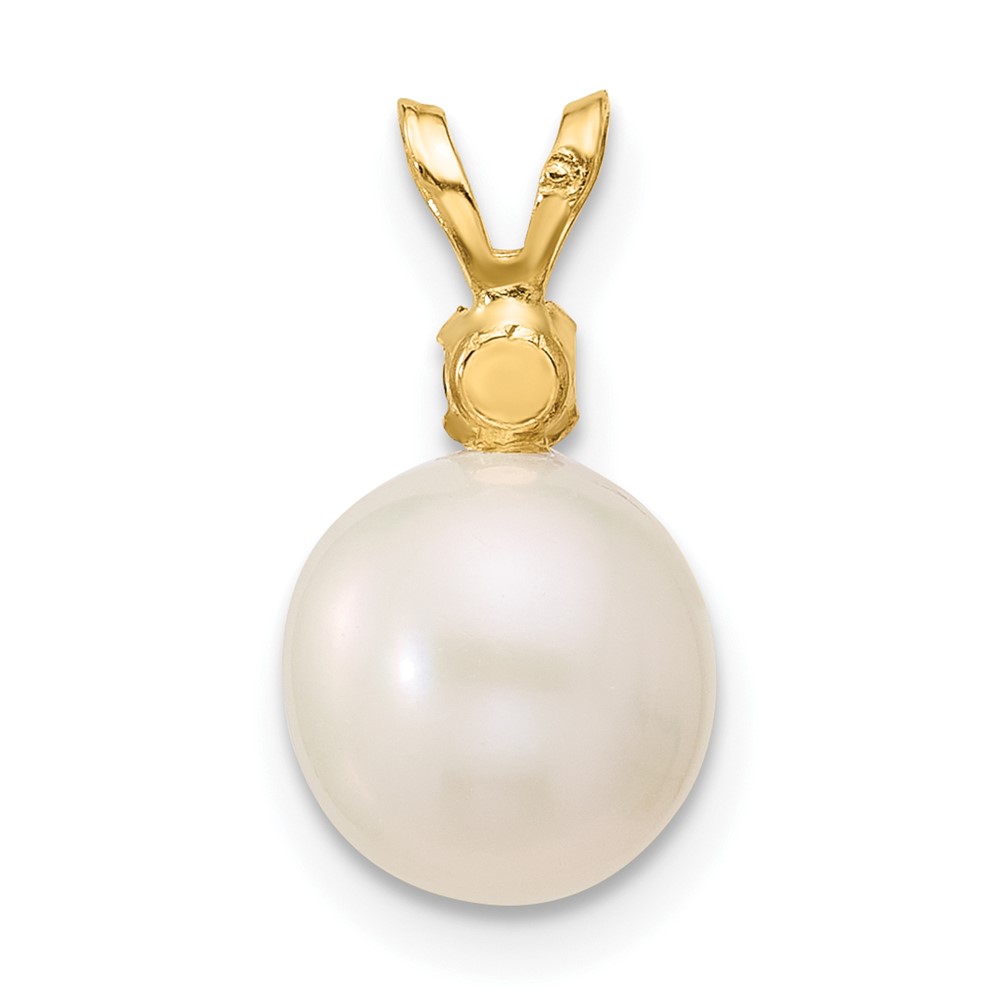 14k 8-8.5mm White Round Freshwater Cultured Pearl and .07AM Amethyst Pendant (XF742/AM)