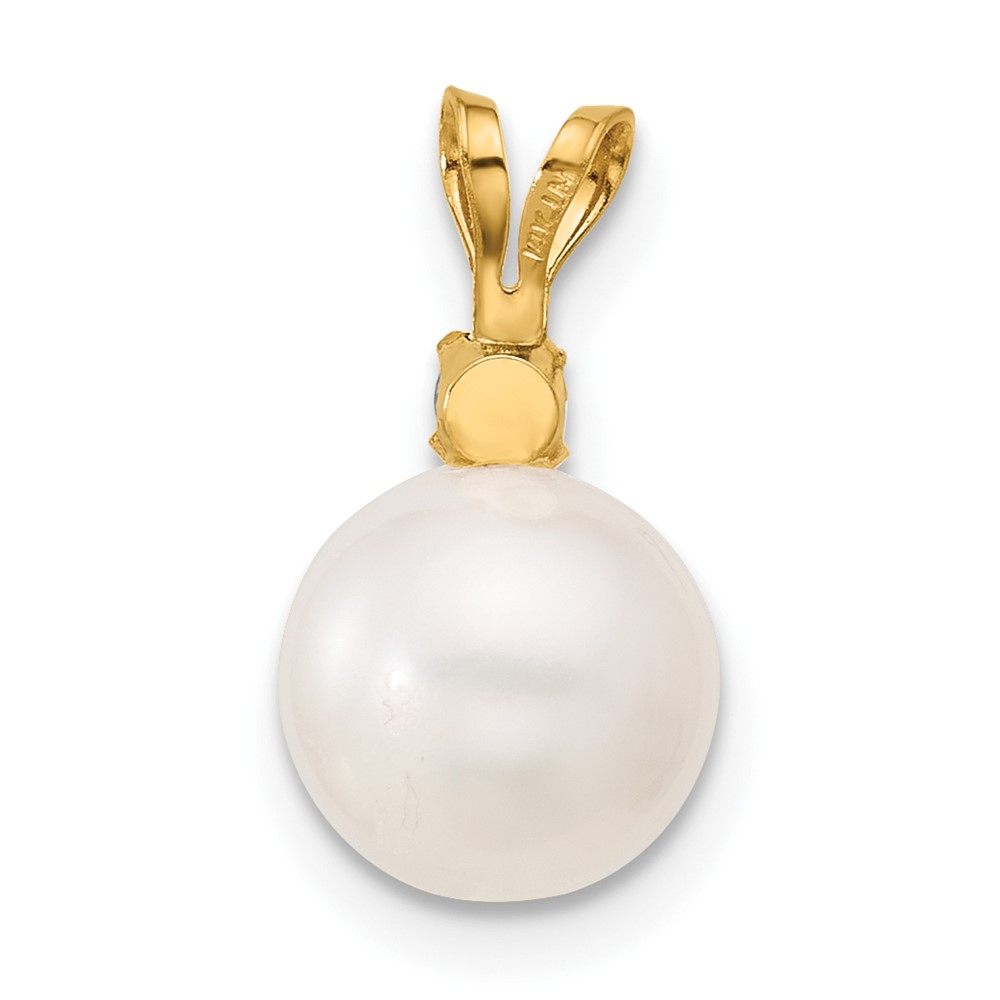14k 8-8.5mm White Round Freshwater Cultured Pearl and .07TZ Tanzanite Pendant (XF742/TZ)