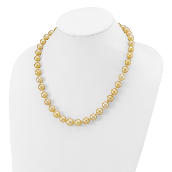 14k 9-12mm Golden South Sea Saltwater Cultured Graduated Baroque Pearl 19 inch Necklace
