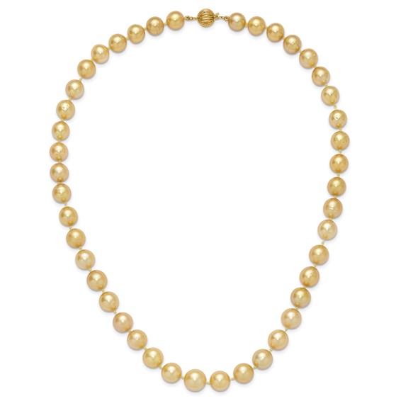 14k 9-12mm Golden South Sea Saltwater Cultured Graduated Baroque Pearl 19 inch Necklace