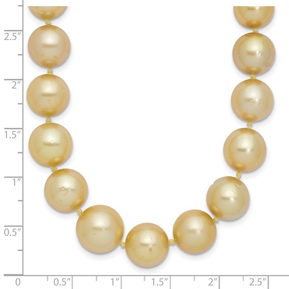 14k 9-12mm Golden South Sea Saltwater Cultured Graduated Baroque Pearl 19 inch Necklace