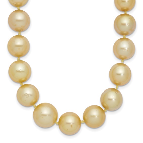 14k 9-12mm Golden South Sea Saltwater Cultured Graduated Baroque Pearl 19 inch Necklace