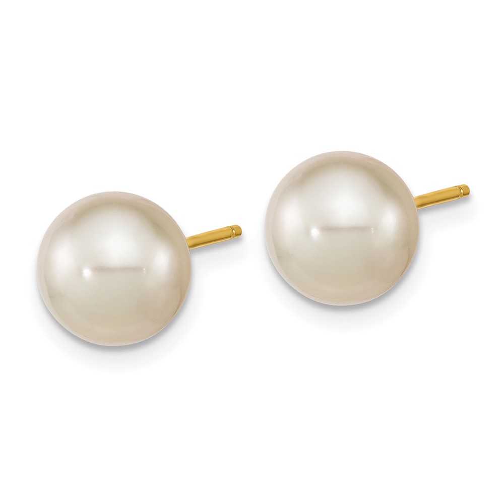 14k 8-9mm White Round South Sea Saltwater Cultured Pearl Post Earrings (XF756E)