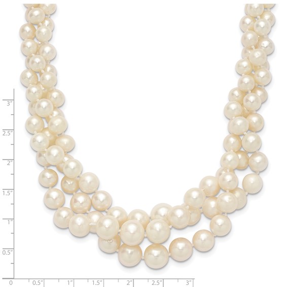 14k 5-9mm White Semi-Round Freshwater Cultured Pearl Multi-strand 19 inch Necklace