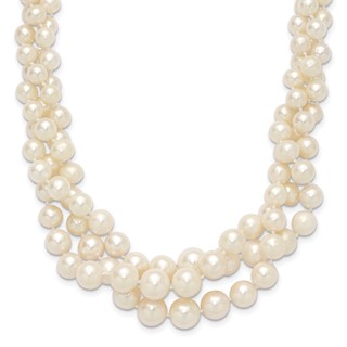 14k 5-9mm White Semi-Round Freshwater Cultured Pearl Multi-strand 19 inch Necklace