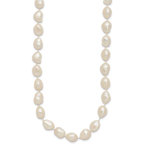 14k 7x11 White Baroque Freshwater Cultured Pearl 18 inch Necklace