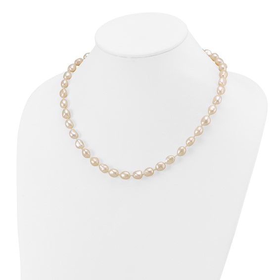 14k 7x11 White Baroque Freshwater Cultured Pearl 18 inch Necklace