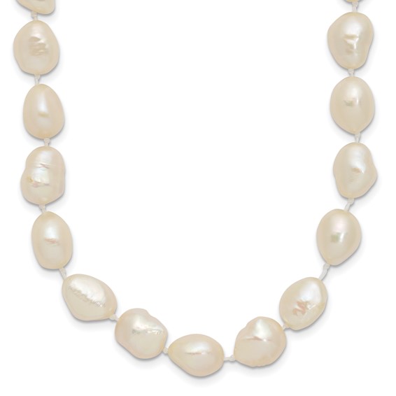 14k 7x11 White Baroque Freshwater Cultured Pearl 18 inch Necklace