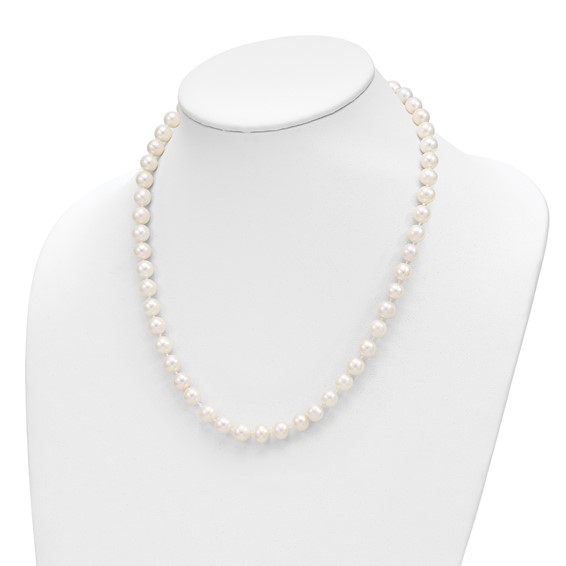 14k 8-9mm White Near-Round Freshwater Cultured Pearl 18 inch Necklace with 2 inch Extender/7.5 inch Bracelet with 1 inch Extender/Post Earrings Set