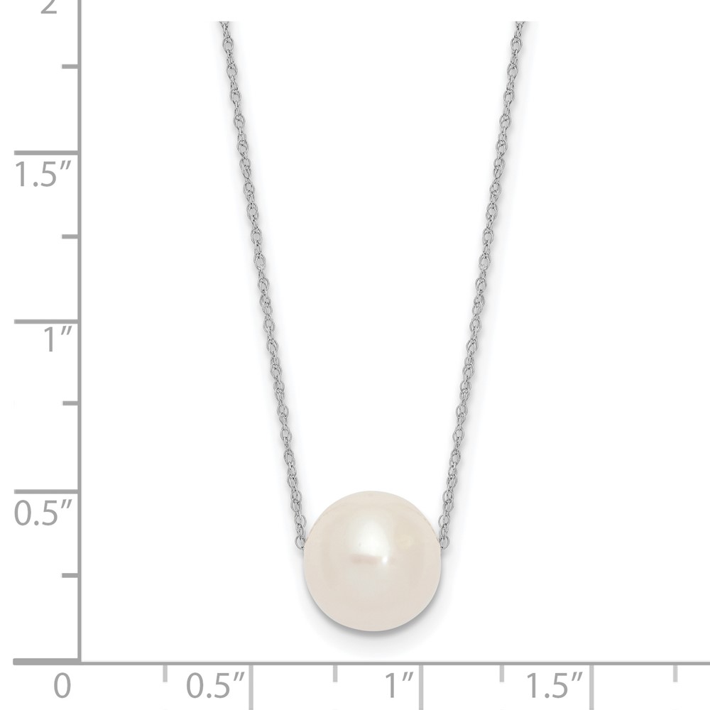 14k White Gold 10-11mm White Semi-Round Freshwater Cultured Pearl Rope 17 inch Necklace (XF770W-17)