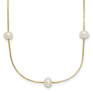 5-6mm Round White FWC Pearl 9-Station Necklaces