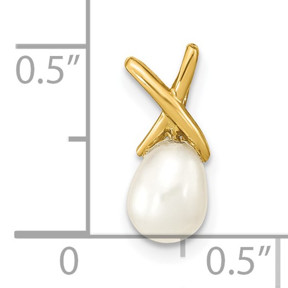 14K 5-6mm White Teardrop Freshwater Cultured Pearl Pendant