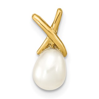 14K 5-6mm White Teardrop Freshwater Cultured Pearl Pendant