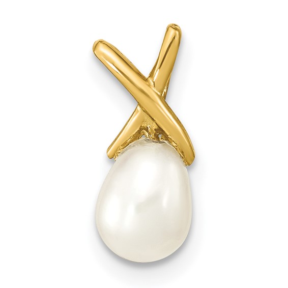 14K 5-6mm White Teardrop Freshwater Cultured Pearl Pendant