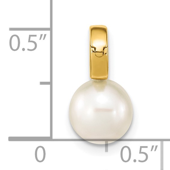 14K 7-8mm White Round Freshwater Cultured Pearl Hinged Bail Charm
