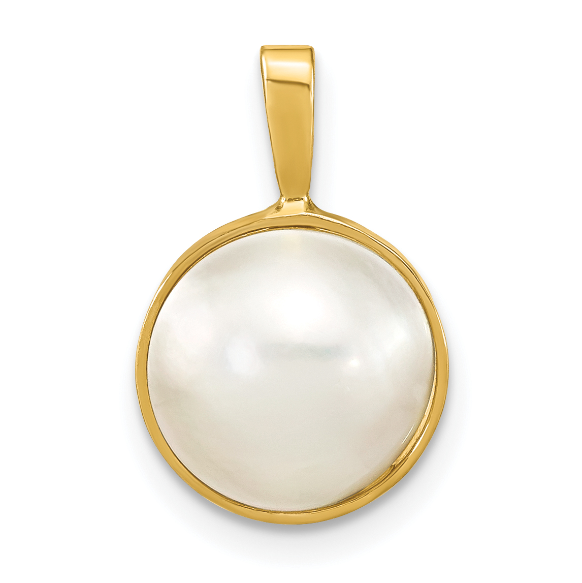 14K 10-11mmWhite Saltwater Mabe Pearl Pendant (XF787)