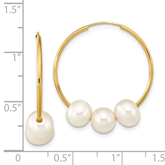 Gold FWC Pearl Hoop Earrings