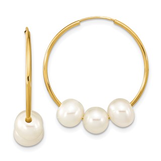 Gold FWC Pearl Hoop Earrings