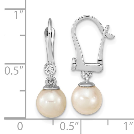 Gold Pearl and Diamond Dangle Earrings