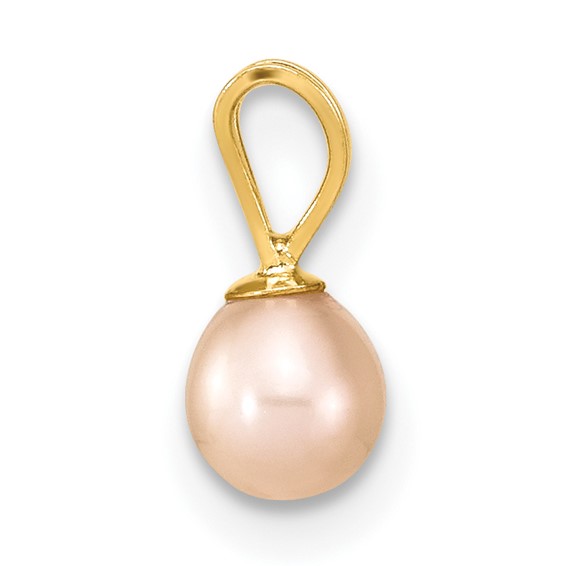 14k Madi K 4-5mm Pink Round Freshwater Cultured Pearl Pendant and Post Earrings Set