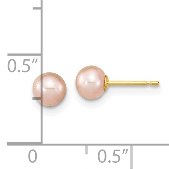14k Madi K 4-5mm Pink Round Freshwater Cultured Pearl Pendant and Post Earrings Set