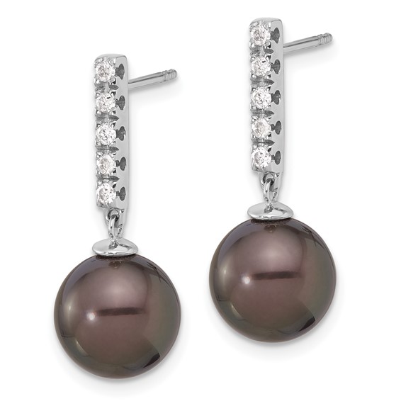 Gold Tahitian Saltwater Cultured Pearl with Diamond Earrings