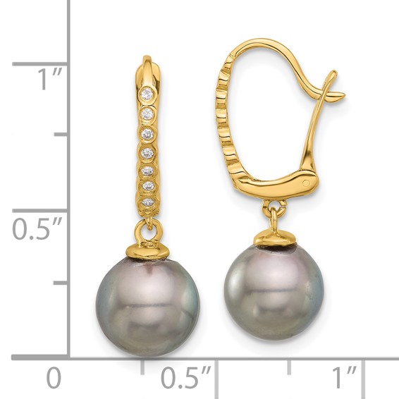 Gold Tahitian Saltwater Pearl with Diamond Earrings