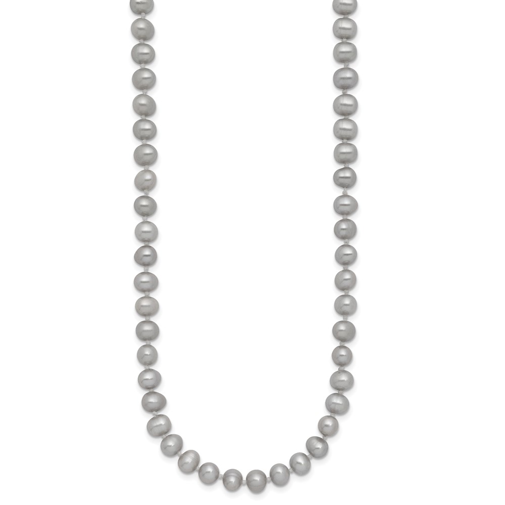 14k 5-6mm Grey Near-Round Freshwater Cultured Pearl 18 inch Necklace (XF816-18)