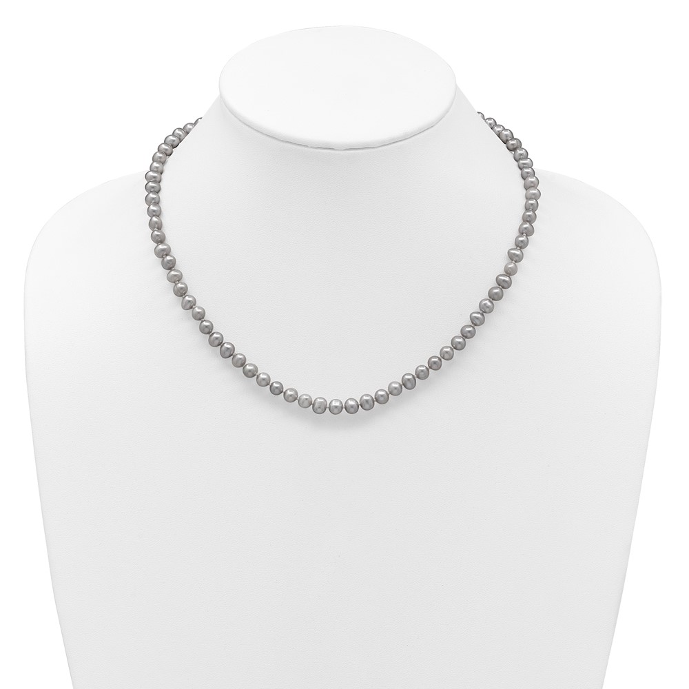 14k 5-6mm Grey Near-Round Freshwater Cultured Pearl 18 inch Necklace (XF816-18)