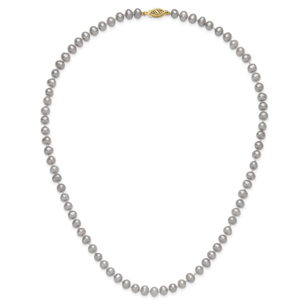 14k 5-6mm Grey Near-Round Freshwater Cultured Pearl 18 inch Necklace (XF816-18)