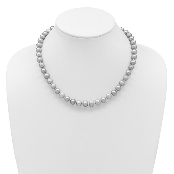 14K Near Round Grey FWC Pearl 18in Necklaces
