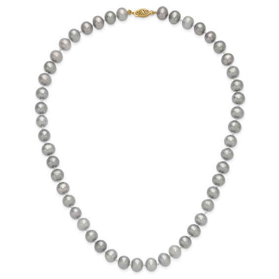 14K Near Round Grey FWC Pearl 18in Necklaces