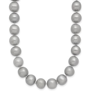14K Near Round Grey FWC Pearl 18in Necklaces
