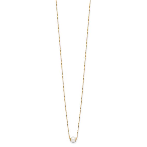 Gold Freshwater Cultured White Pearl Necklace
