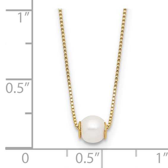 Gold Freshwater Cultured White Pearl Necklace